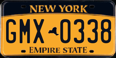 NY license plate GMX0338