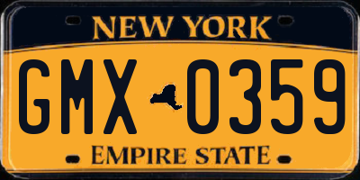 NY license plate GMX0359