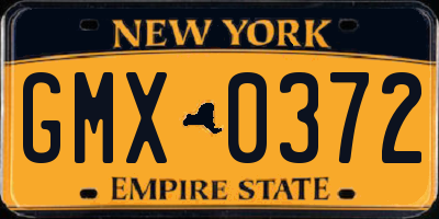 NY license plate GMX0372