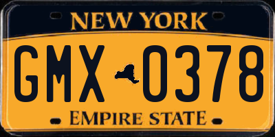 NY license plate GMX0378