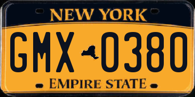 NY license plate GMX0380