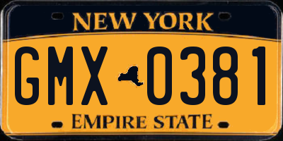 NY license plate GMX0381
