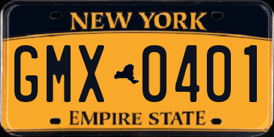 NY license plate GMX0401