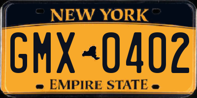 NY license plate GMX0402
