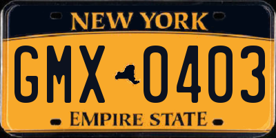 NY license plate GMX0403