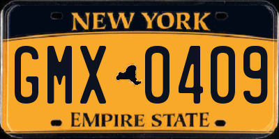 NY license plate GMX0409