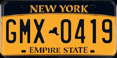 NY license plate GMX0419