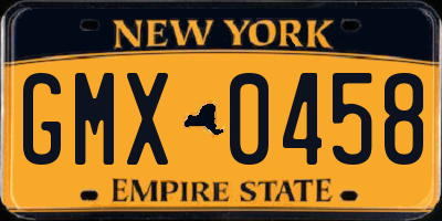 NY license plate GMX0458