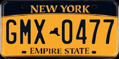NY license plate GMX0477