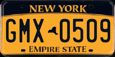 NY license plate GMX0509