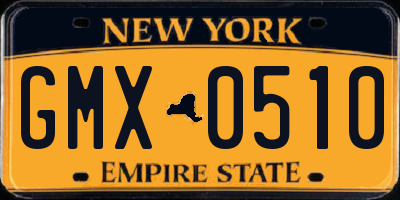NY license plate GMX0510