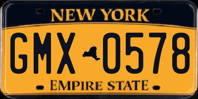 NY license plate GMX0578
