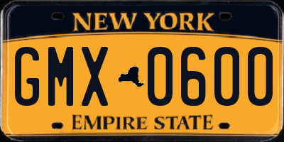 NY license plate GMX0600