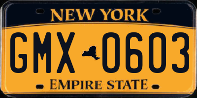NY license plate GMX0603