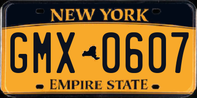 NY license plate GMX0607