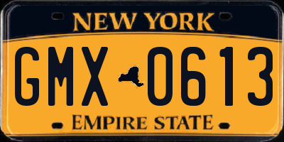 NY license plate GMX0613
