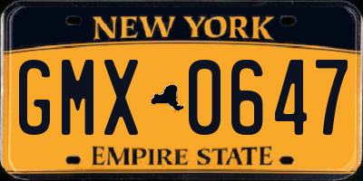 NY license plate GMX0647