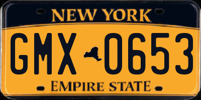 NY license plate GMX0653