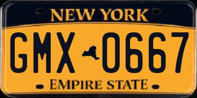 NY license plate GMX0667