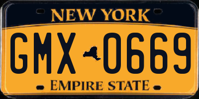 NY license plate GMX0669