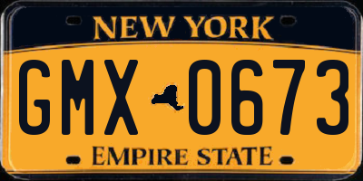 NY license plate GMX0673