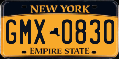 NY license plate GMX0830