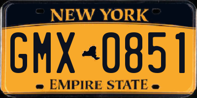 NY license plate GMX0851