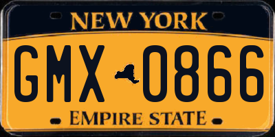 NY license plate GMX0866