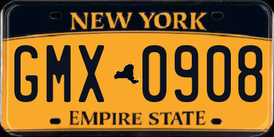 NY license plate GMX0908
