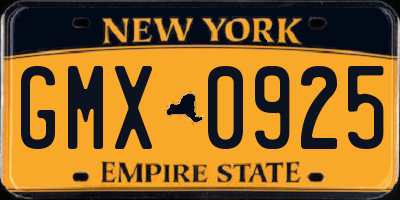 NY license plate GMX0925