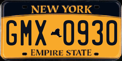 NY license plate GMX0930