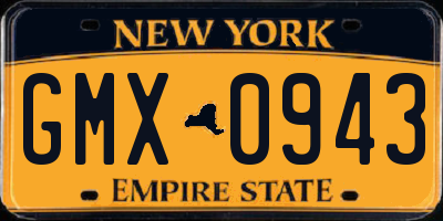 NY license plate GMX0943