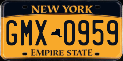 NY license plate GMX0959