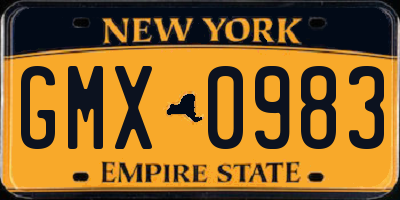 NY license plate GMX0983