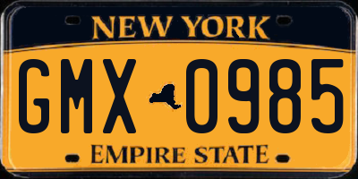 NY license plate GMX0985