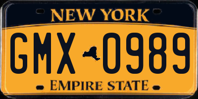 NY license plate GMX0989
