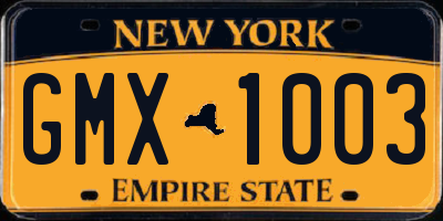 NY license plate GMX1003