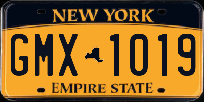 NY license plate GMX1019
