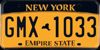NY license plate GMX1033