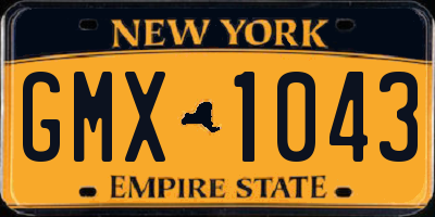 NY license plate GMX1043