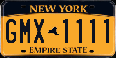 NY license plate GMX1111