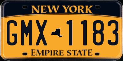 NY license plate GMX1183