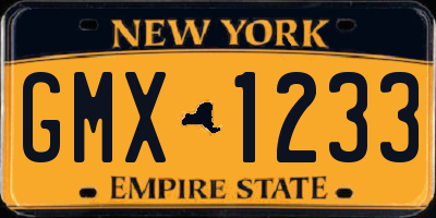 NY license plate GMX1233