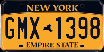 NY license plate GMX1398