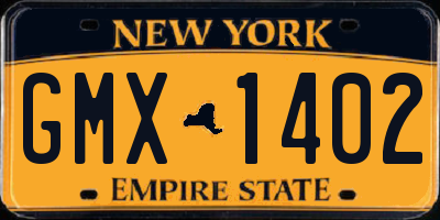 NY license plate GMX1402