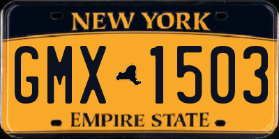 NY license plate GMX1503