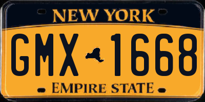 NY license plate GMX1668