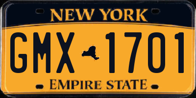 NY license plate GMX1701