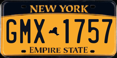 NY license plate GMX1757