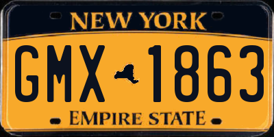 NY license plate GMX1863